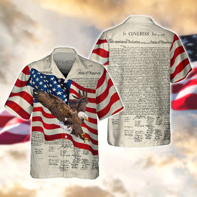 3D All Over Print Usa Eagle Hawaiian Shirts For Adults, Happy Independence'S Day Hawaii Shirt Short Sleeve For Summer