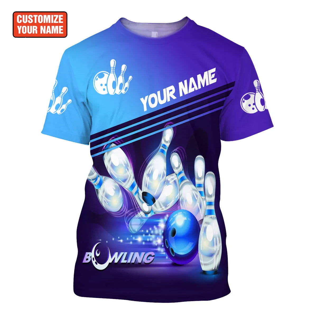Funny Bowling Shirt for Men, Custom Name Strike Blue Polo Bowling Shir –  ChipteeAmz