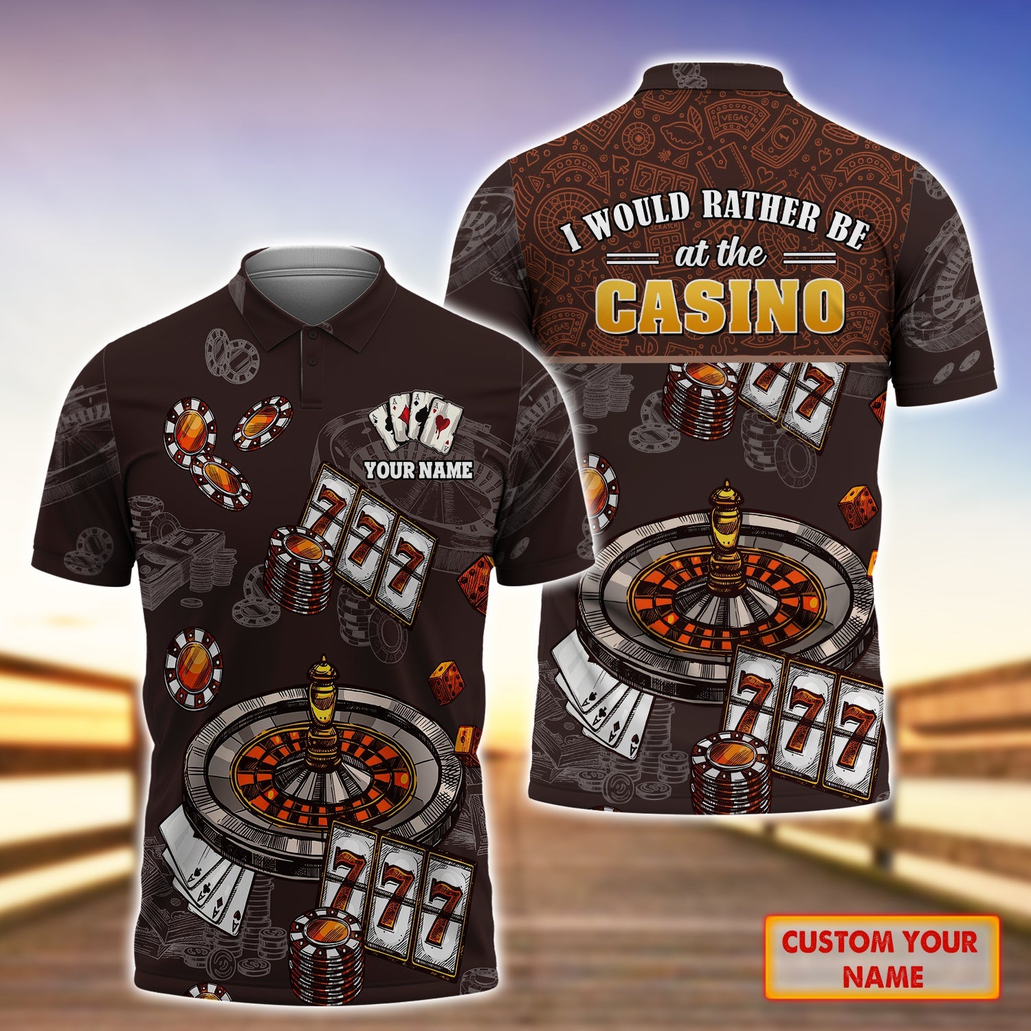 I Would Rather Be At The Casino Personalized Name 3D Polo Shirt