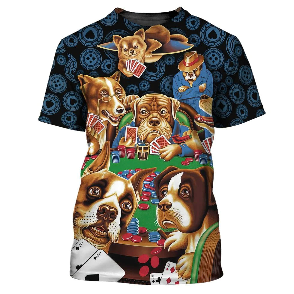 Poker Dogs 3D Tshirt Funny Dog All Over Printed Shirt Poker Shirt