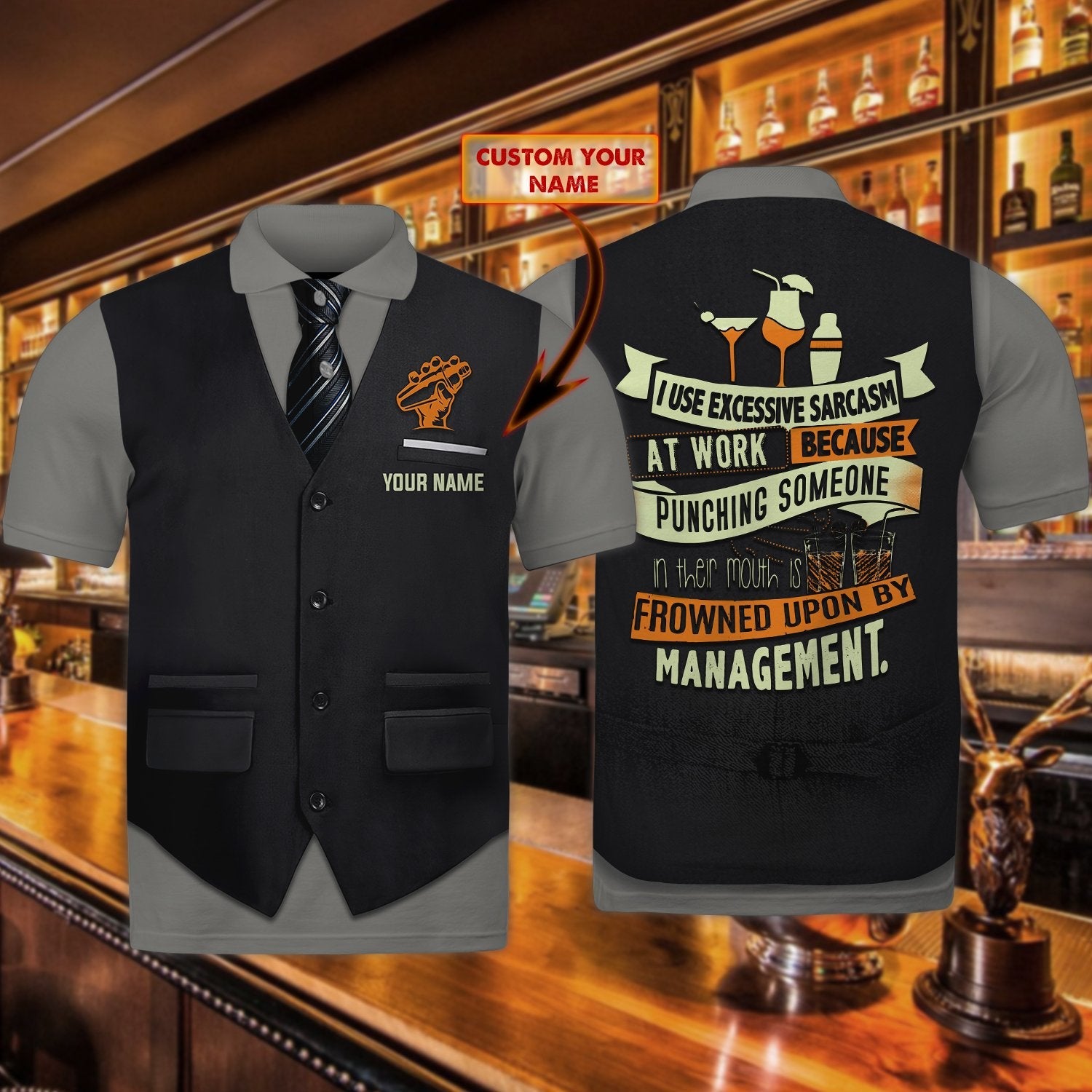 Bartender Personalized Polo Shirt - Professional Comfortable and Durable for Mixologists