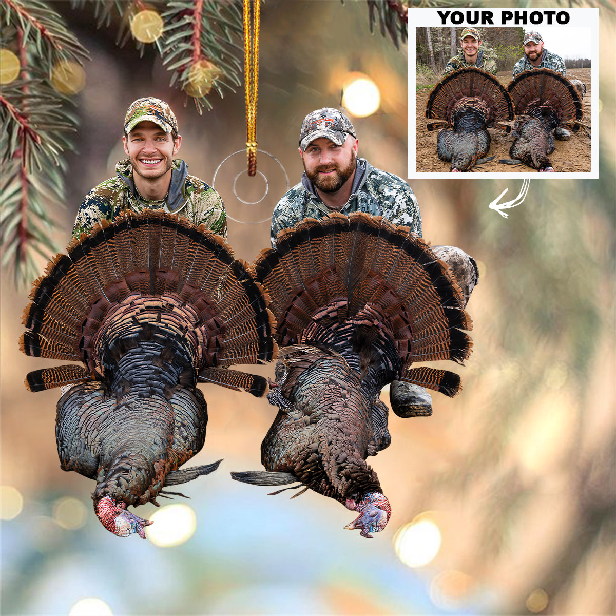 Hunting Buddies For Life - Personalized Custom Photo Mica Ornament - Christmas Gift For Hunting Lover Turkey Hunter Duck Hunter