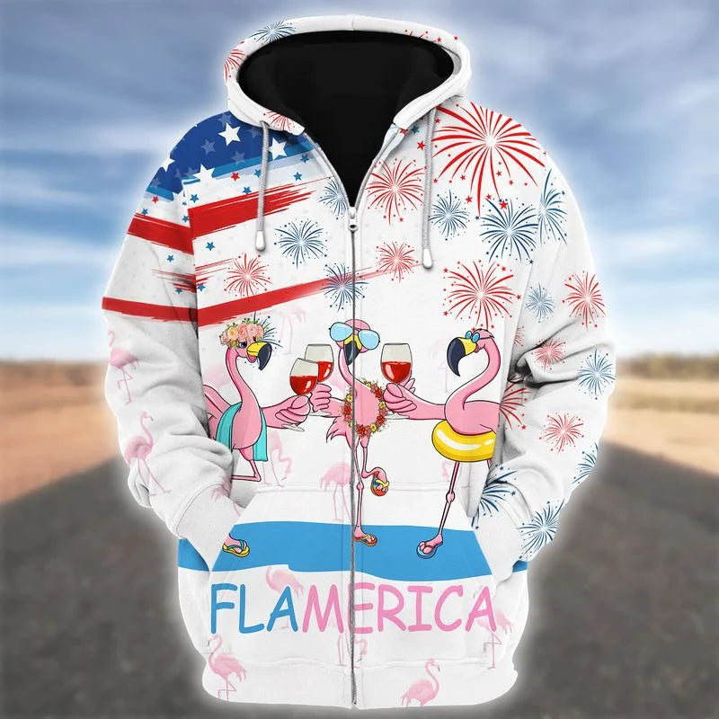 US Flag Flamingo 4th Of July Hawaiian 3D Shirt, Patriotic Independence Day  Shirt - Bring Your Ideas, Thoughts And Imaginations Into Reality Today